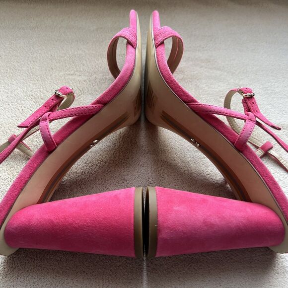 Sam Edelman Kit Dahlia Pink Strappy Sandal Women’s 11 Block Heel Barbie Wicked - Picture 5 of 16